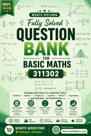Basic Mathematics (311302) MSBTE Fully Solved Question Bank{Full COLOR print}