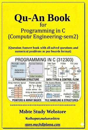 Programming in C (312303) – QuAn Question Answer Book | MSBTE Diploma | Topicwise 2,4,6 Marks | Model Answers & Previous Exam Questions