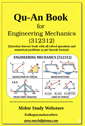 Engineering Mechanics (312312) – QuAn Question Answer Book | MSBTE Diploma | Topicwise 2,4,6 Marks | Model Answers & Previous Exam Questions