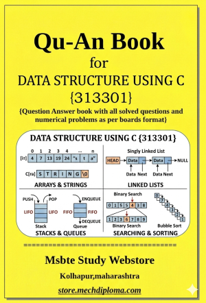 Data Structure Using C (313301) – QuAn Question Answer Book | MSBTE Diploma | Topicwise 2,4,6 Marks | Model Answers & Previous Exam Questions