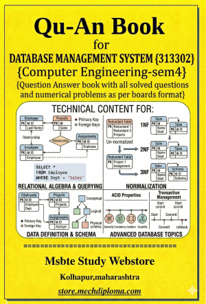Database Management System (313302) – QuAn Question Answer Book | MSBTE Diploma | Topicwise 2,4,6 Marks | Model Answers & Previous Exam Questions