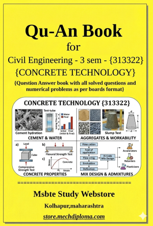 Concrete Technology (313322) – QuAn Question Answer Book | MSBTE Diploma | Topicwise 2,4,6 Marks | Model Answers & Previous Exam Questions