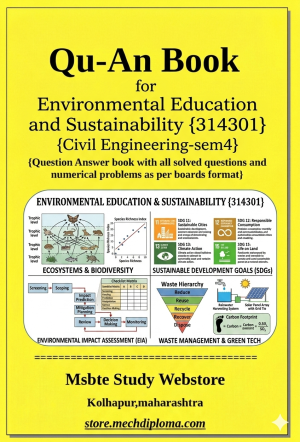 Environmental Education And Sustainability (314301) – QuAn Question Answer Book | MSBTE Diploma | Topicwise 2,4,6 Marks | Model Answers & Previous Exam Questions