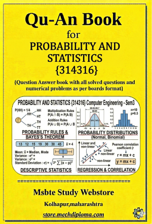 Probability And Statistics (314316) – QuAn Question Answer Book | MSBTE Diploma | Topicwise 2,4,6 Marks | Model Answers & Previous Exam Questions