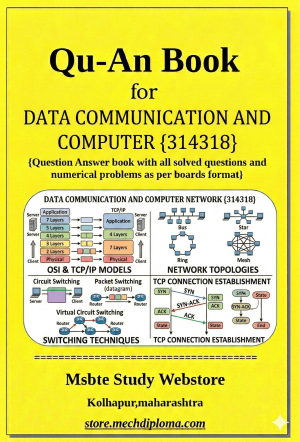 Data Communication And Computer Network (314318) – QuAn Question Answer Book | MSBTE Diploma | Topicwise 2,4,6 Marks | Model Answers & Previous Exam Questions