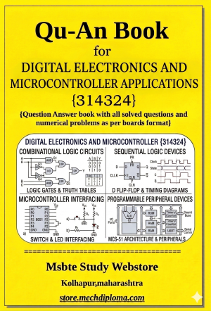 Digital Electronics And Microcontroller Applications (314324) – QuAn Question Answer Book | MSBTE Diploma | Topicwise 2,4,6 Marks | Model Answers & Previous Exam Questions