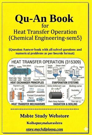 Heat Transfer Operation (315309) – QuAn Question Answer Book | MSBTE Diploma | Topicwise 2,4,6 Marks | Model Answers & Previous Exam Questions