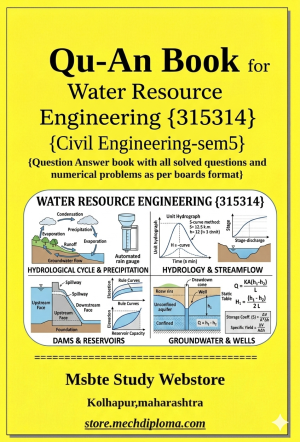 Water Resource Engineering (315314) – QuAn Question Answer Book | MSBTE Diploma | Topicwise 2,4,6 Marks | Model Answers & Previous Exam Questions