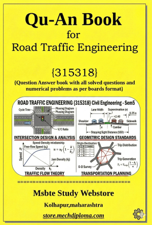 Road Traffic Engineering (315318) – QuAn Question Answer Book | MSBTE Diploma | Topicwise 2,4,6 Marks | Model Answers & Previous Exam Questions