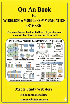 Wireless & Mobile Communication (316336) – QuAn Question Answer Book | MSBTE Diploma | Topicwise 2,4,6 Marks | Model Answers & Previous Exam Questions