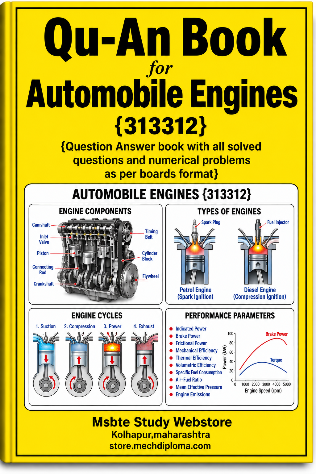 Fundamentals of Automobile Engines (313312) MSBTE QuAn Question Answer Book