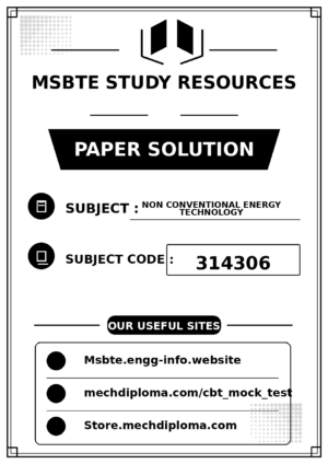 Non Conventional Energy Technology 314306 paper solution cover