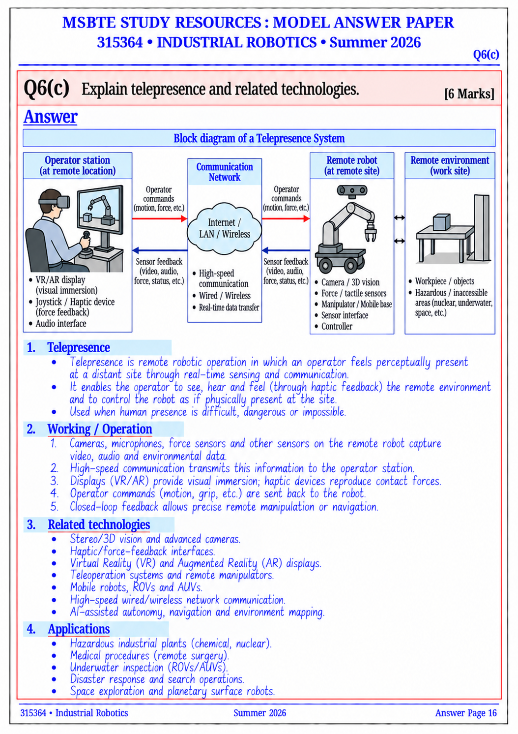 Industrial Robotics (315364) MSBTE QuAn Question Answer Book - Image 2