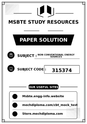 Non Conventional Energy Sources 315374 paper solution cover