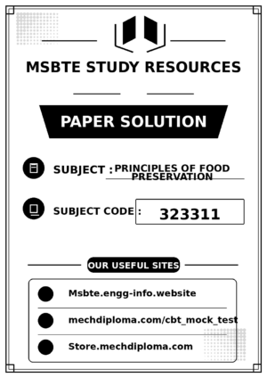 Principles of Food Preservation 323311 paper solution cover