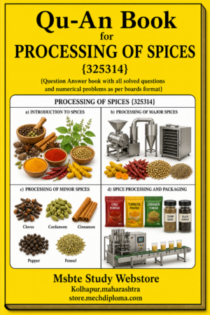 Processing of Spices 325314 MSBTE QuAn Book cover