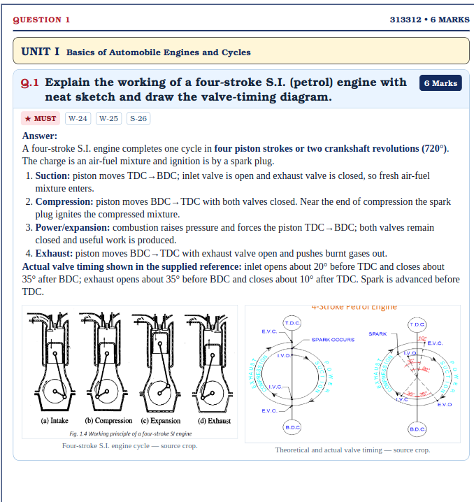 Fundamentals of Automobile Engines (313312) MSBTE QuAn Question Answer Book - Image 6