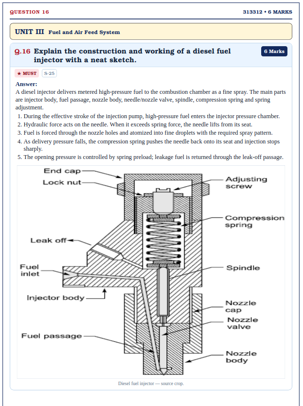 Fundamentals of Automobile Engines (313312) MSBTE QuAn Question Answer Book - Image 3